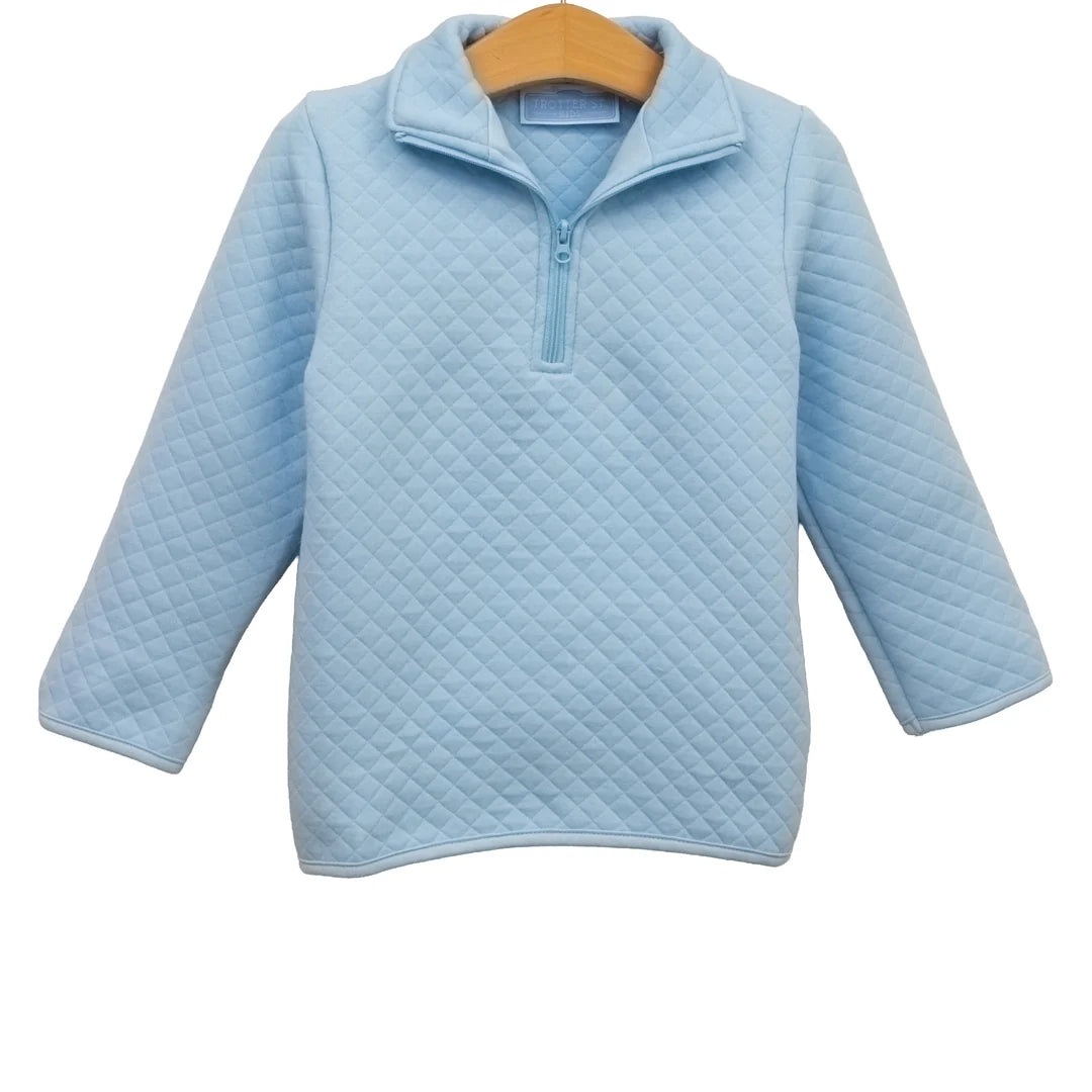 Trotter Street Kids Light Blue 1/4 Zip Quilted Pullover