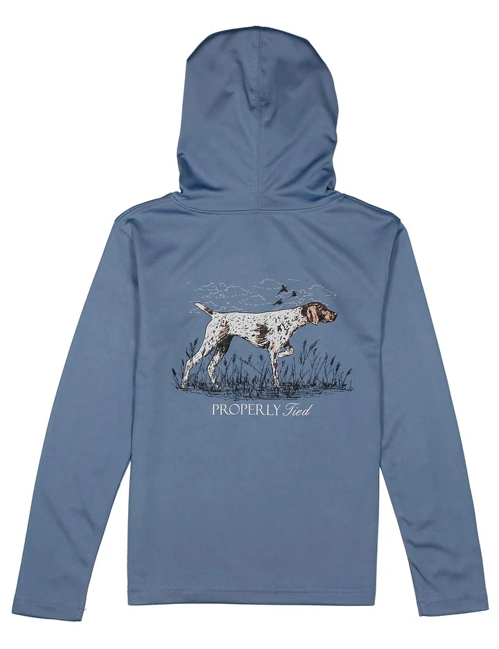 Properly Tied Stone Blue Pointer Shade Performance Hoodie