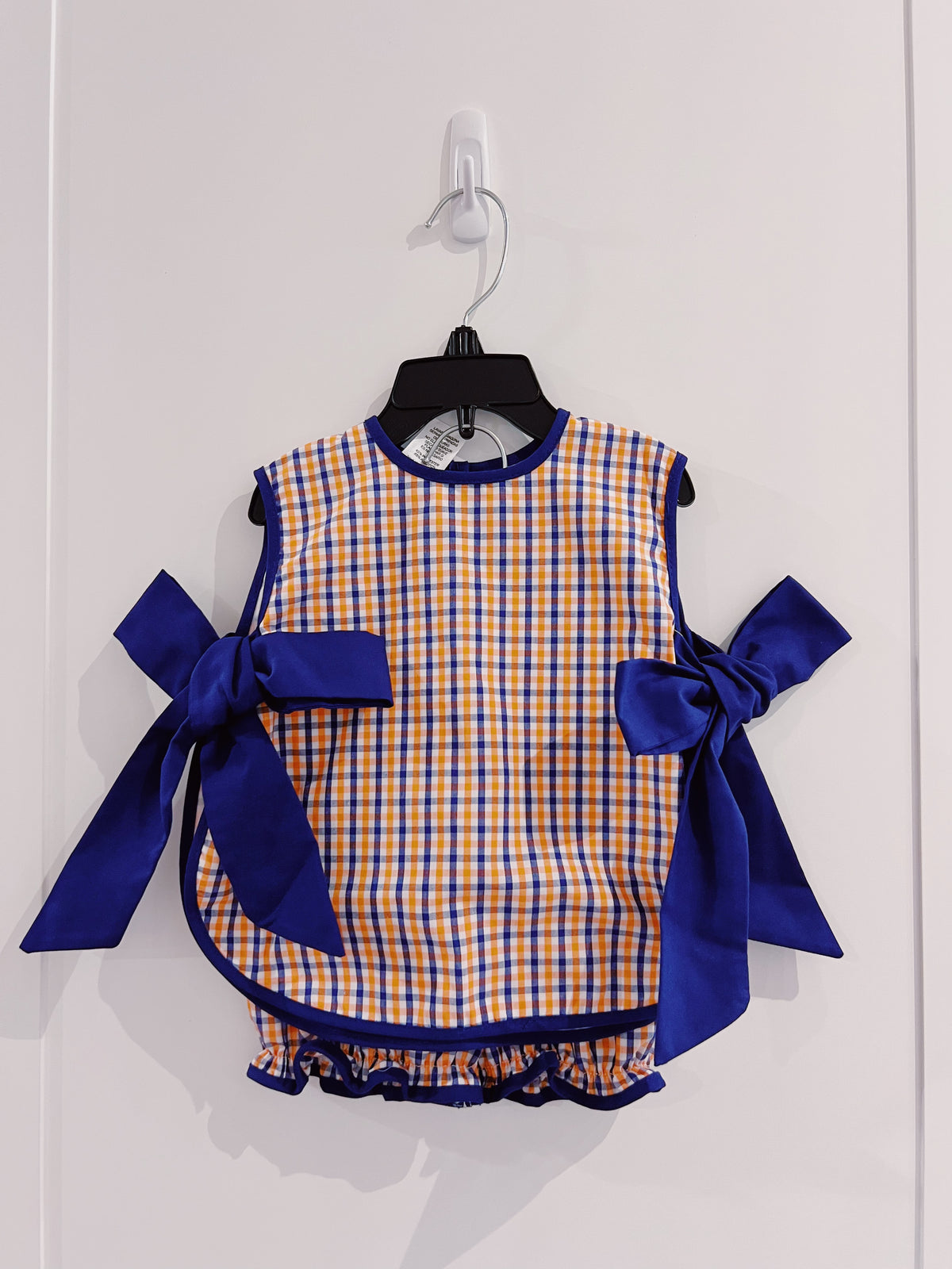 LuLu BeBe Blue/Orange Plaid Bloomer Set