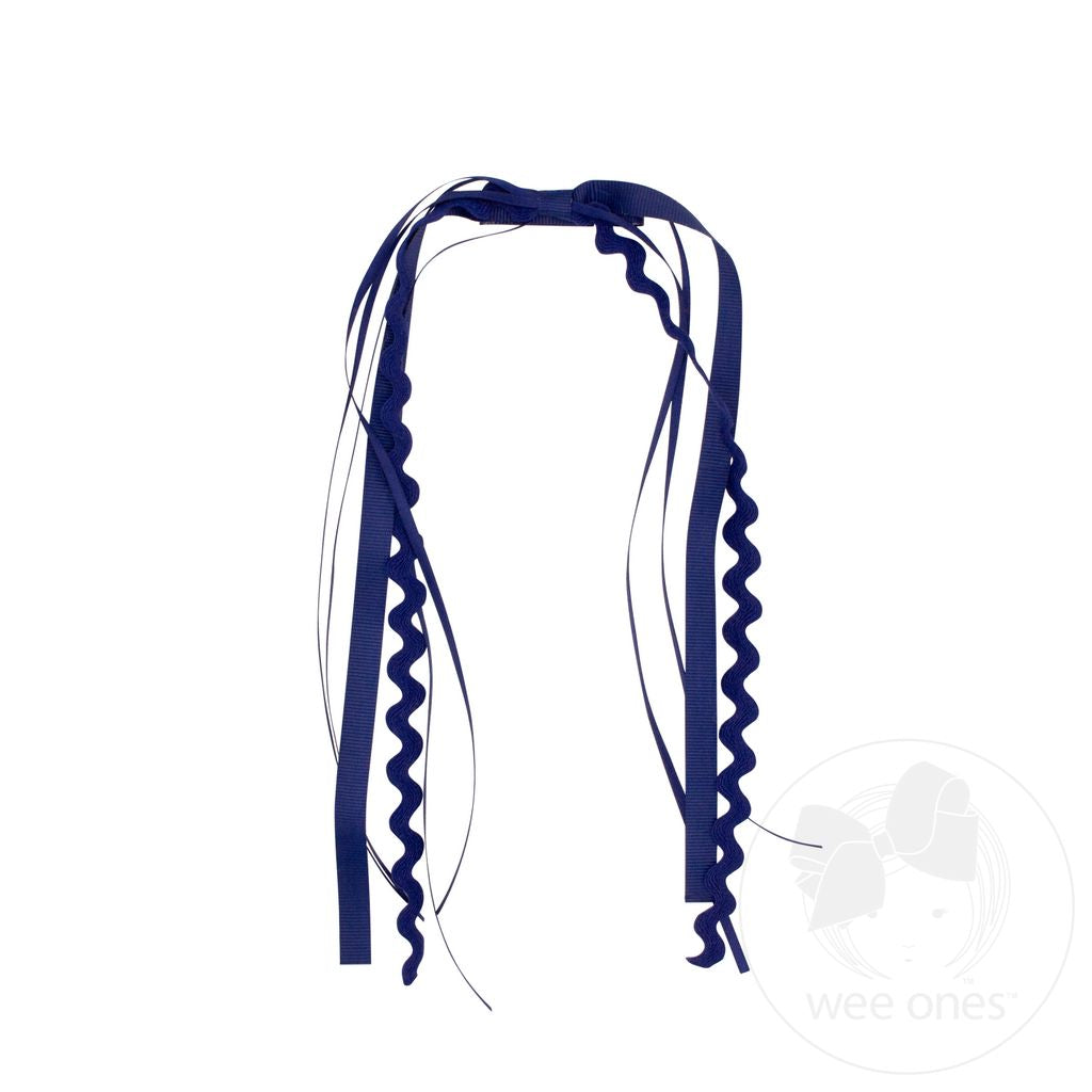 Navy Streamer Ric Rac Bow