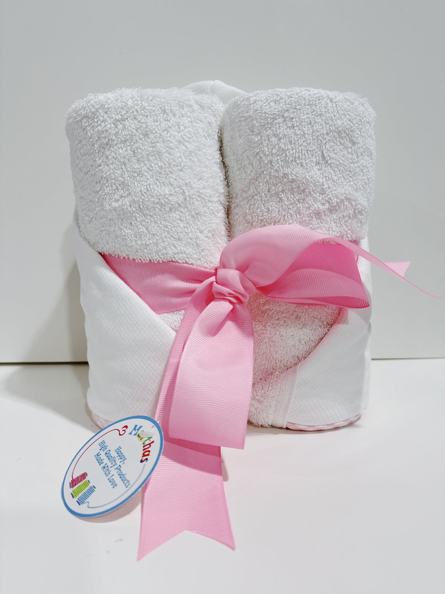 Pink Bow Applique Everykid Hooded Towel