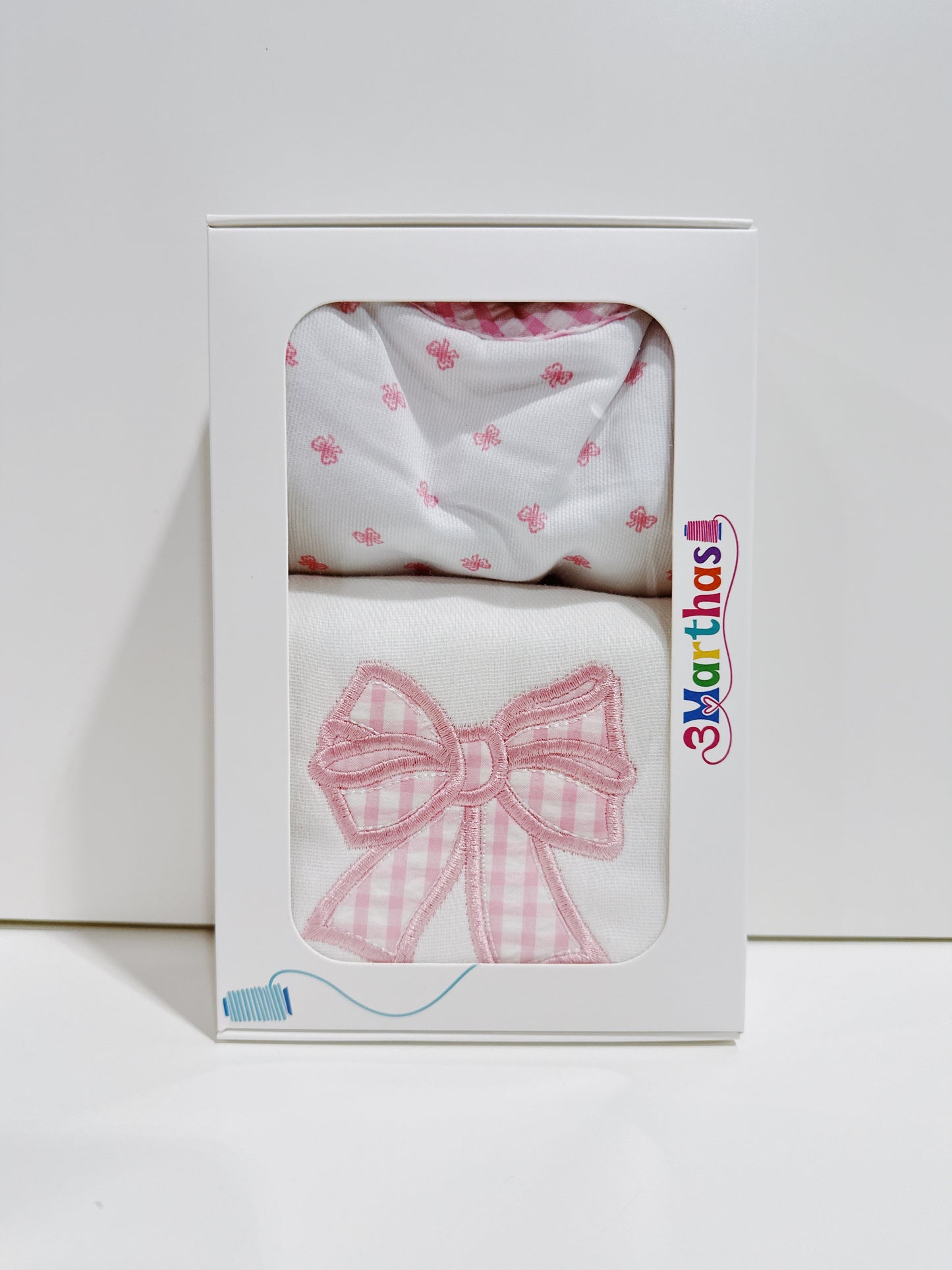 Pink Bows Bib & Burp Boxed Set