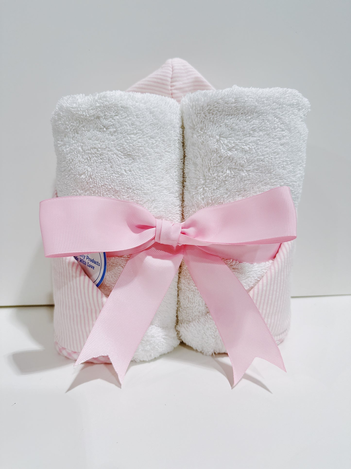 Pink Teddy Bear Applique Everykid Hooded Towel