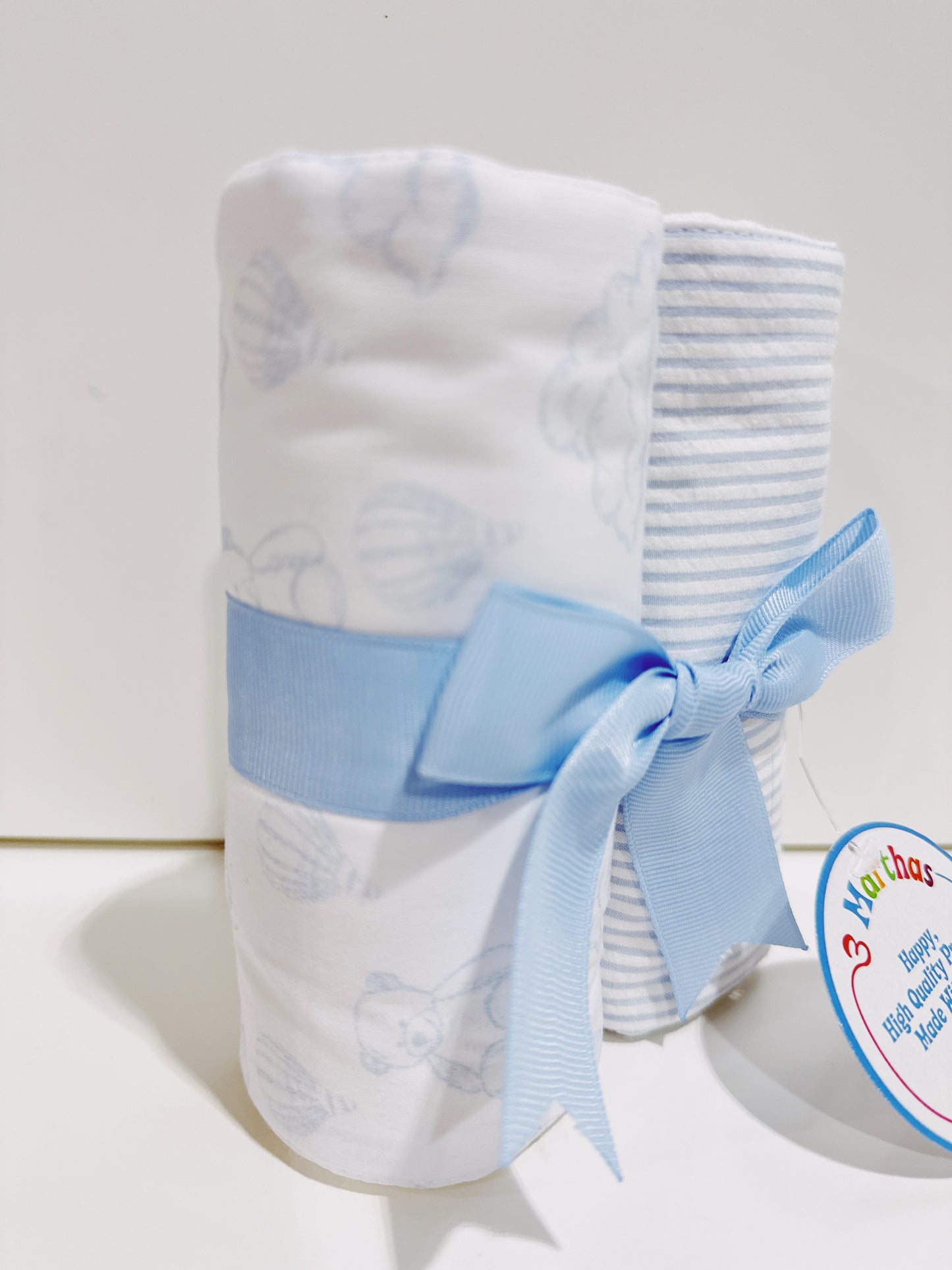 Blue Teddy Bear Set of 2 Burp Cloths