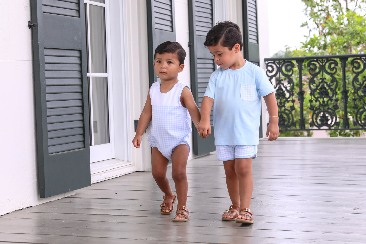 Light Blue Gingham Madden Short Set