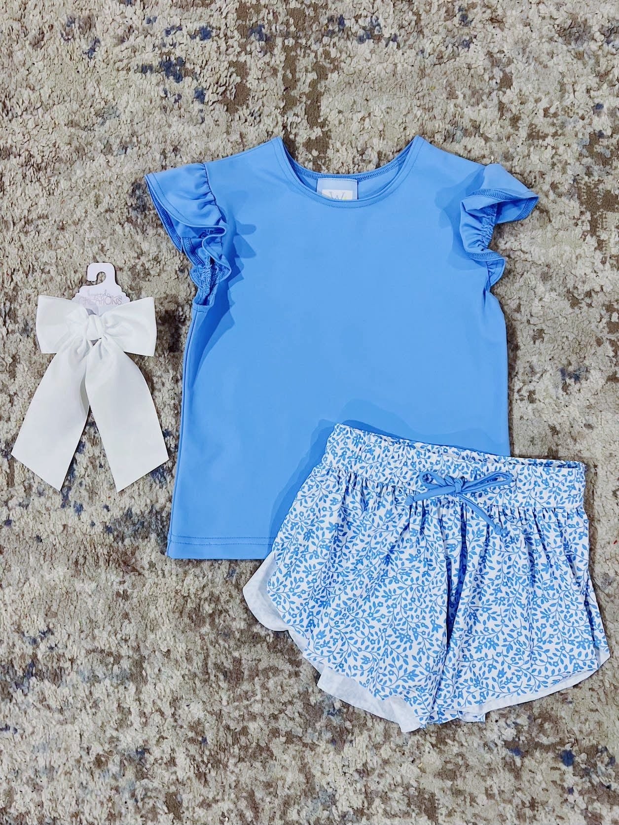 Blue Floral Butterfly Shorts