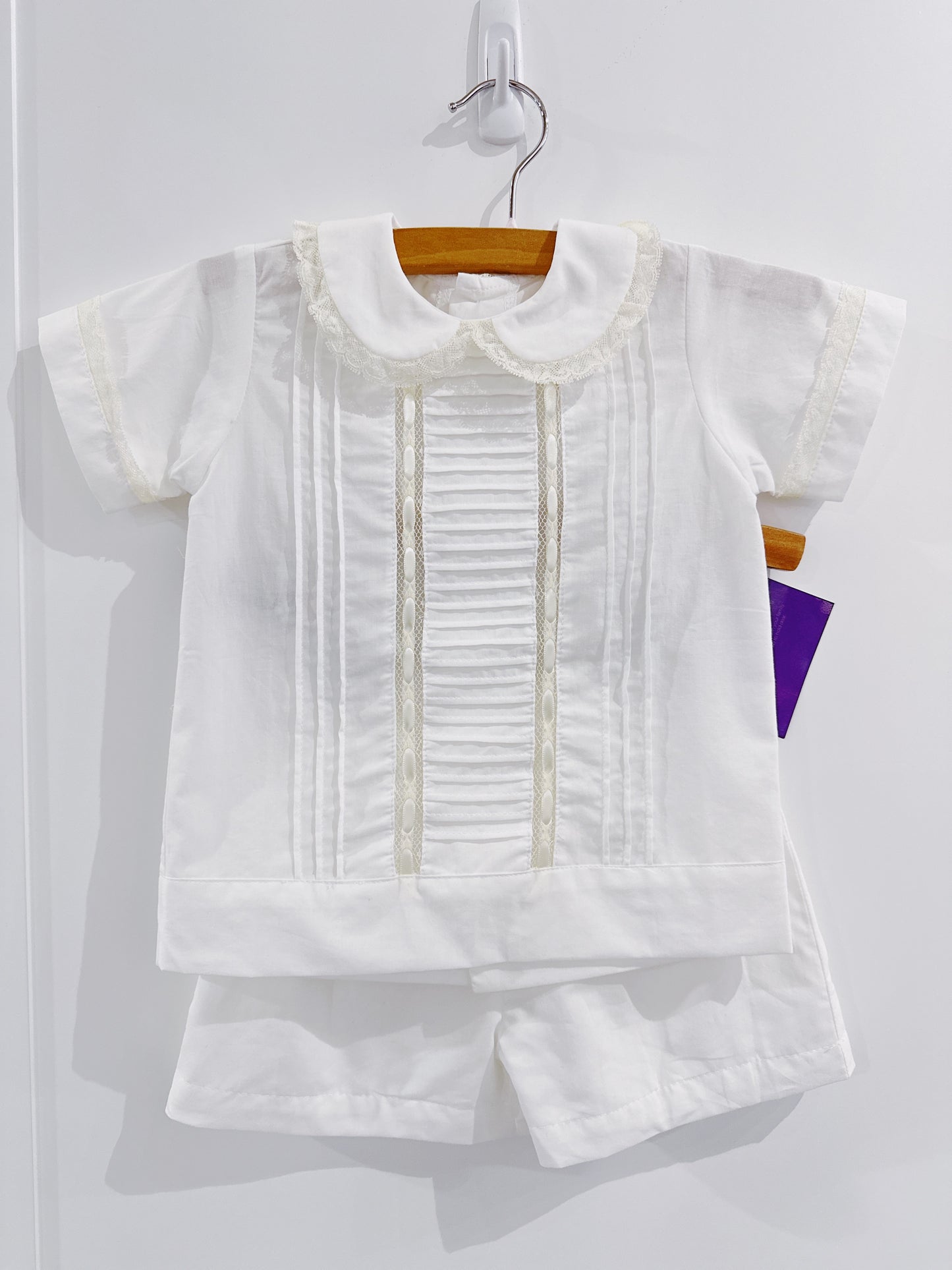 White Davis Boy Heirloom Short Set