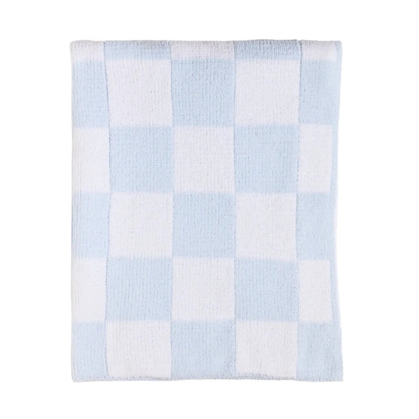 Blue Check Chenille Blanket