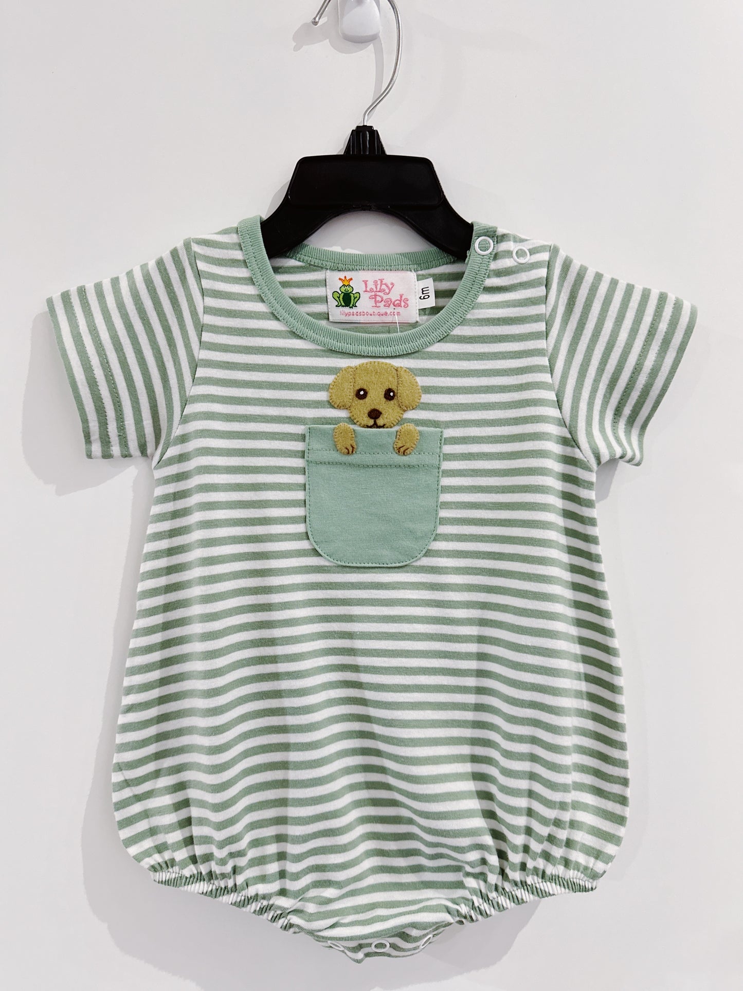 Sage Stripe Puppy Pocket Bubble