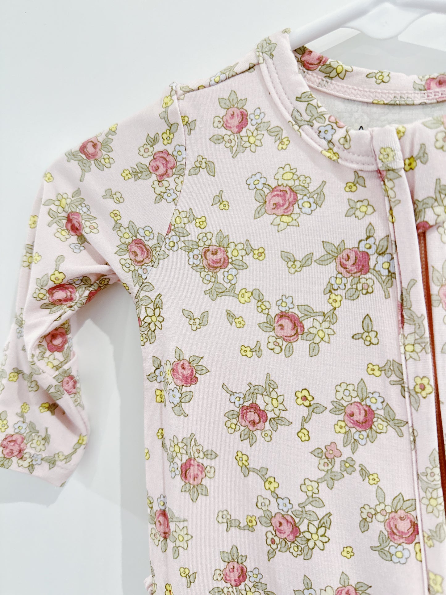 Ediths Rose Garden Ruffle Back 2 Way Zipper Footie