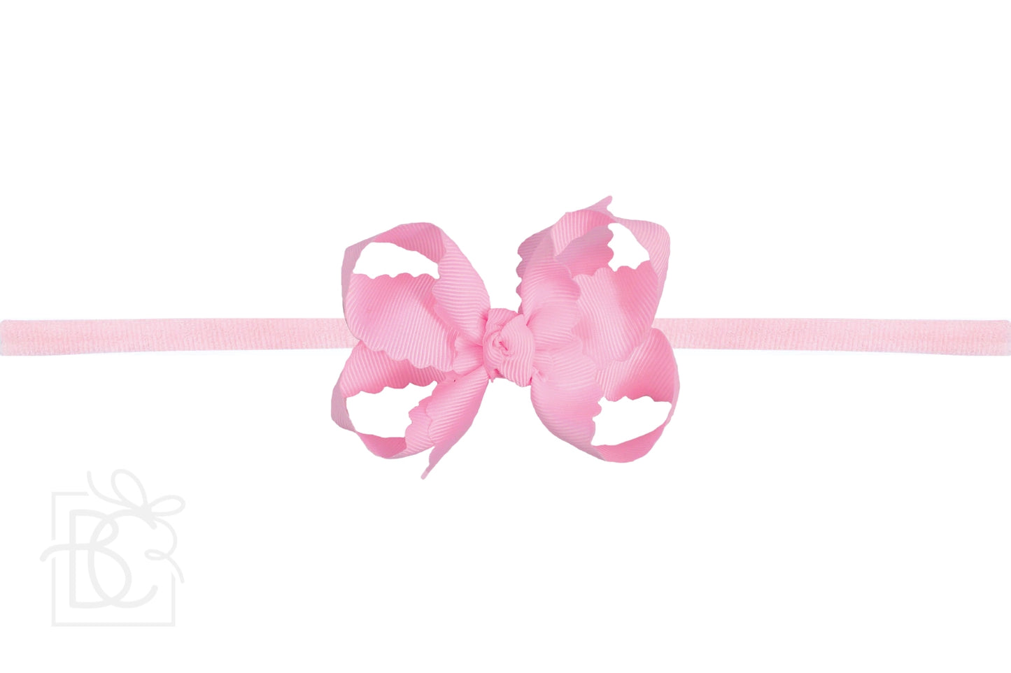 3.5" Medium Scalloped Bow on 1/4" Pantyhose Headband