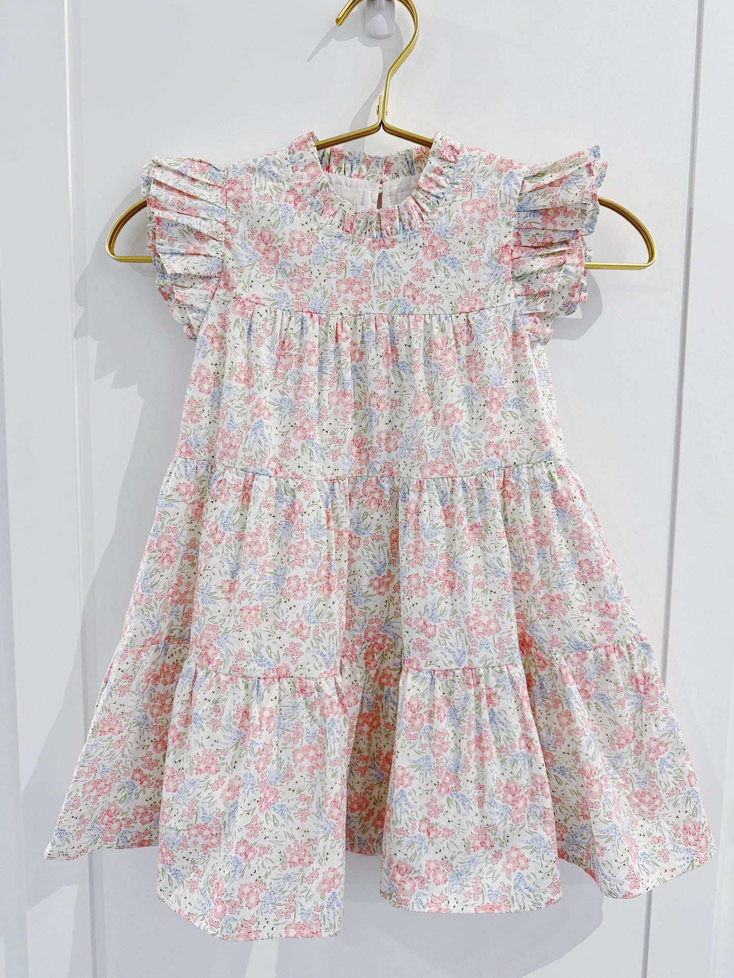 Coral Floral Tiered Dress