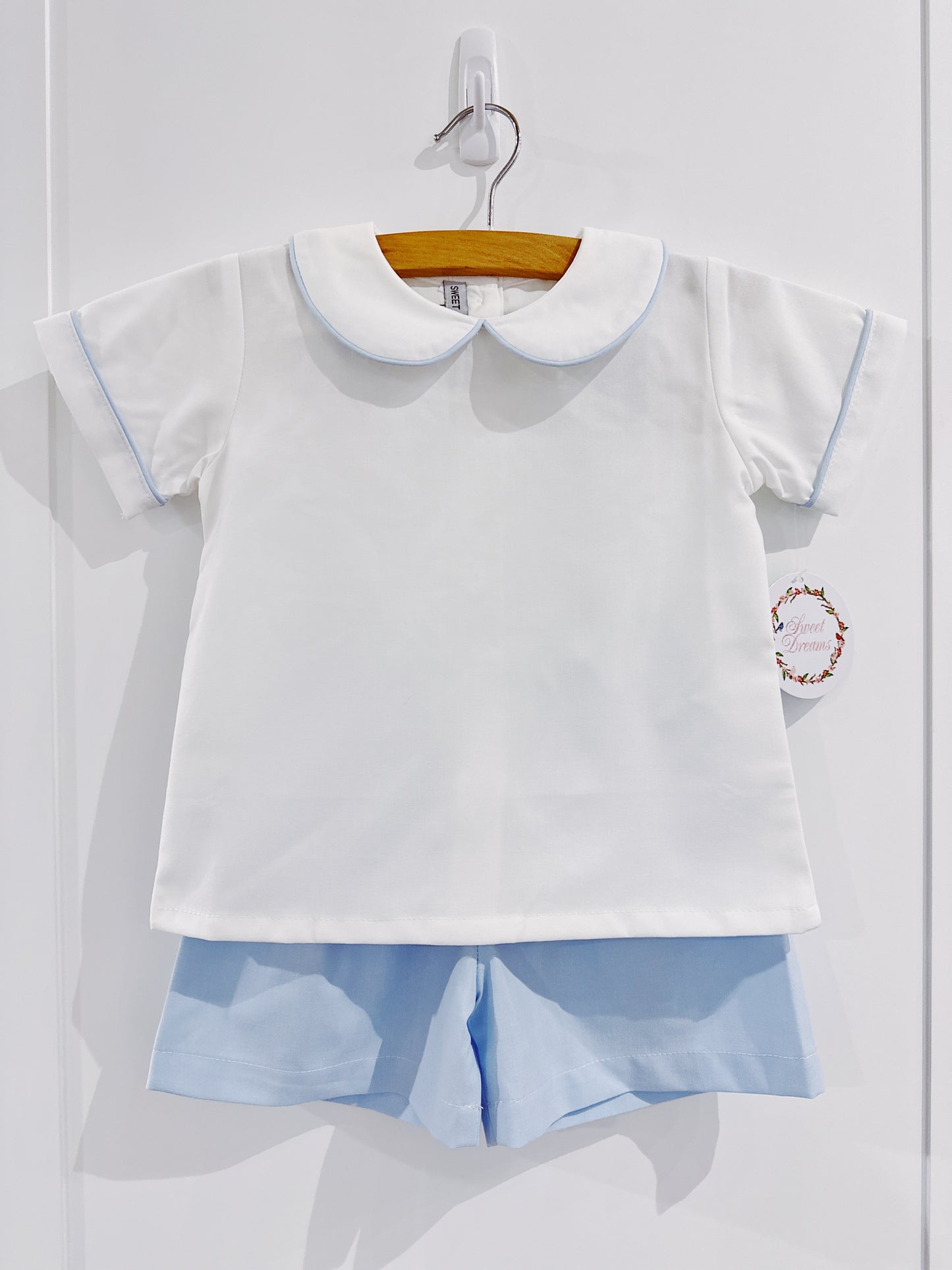 White/Blue Boy Short Set