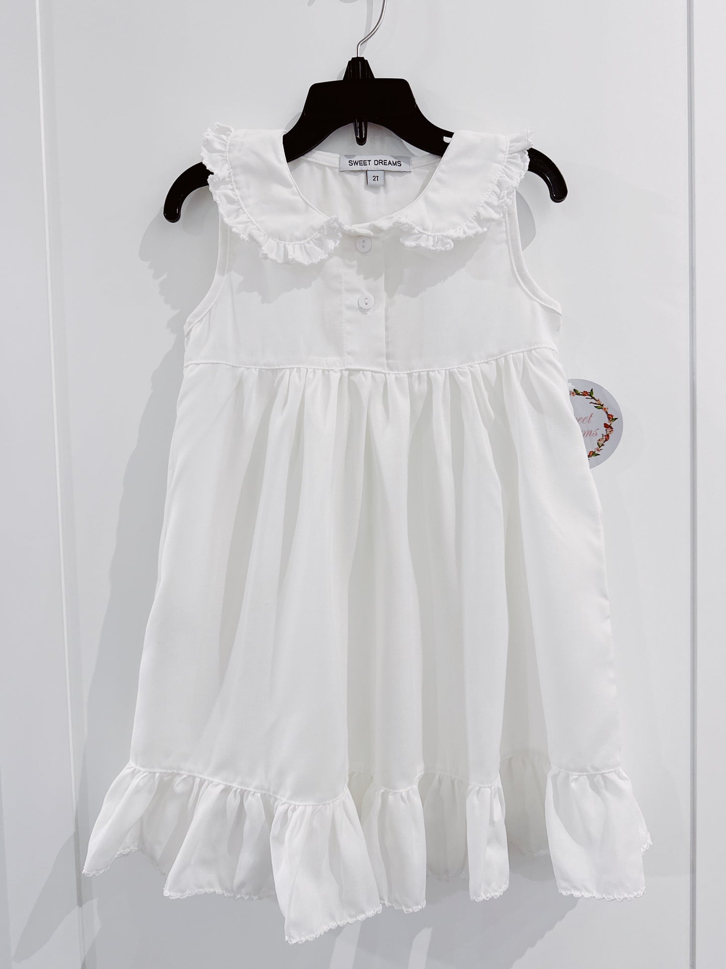 White Picot Trim Gown