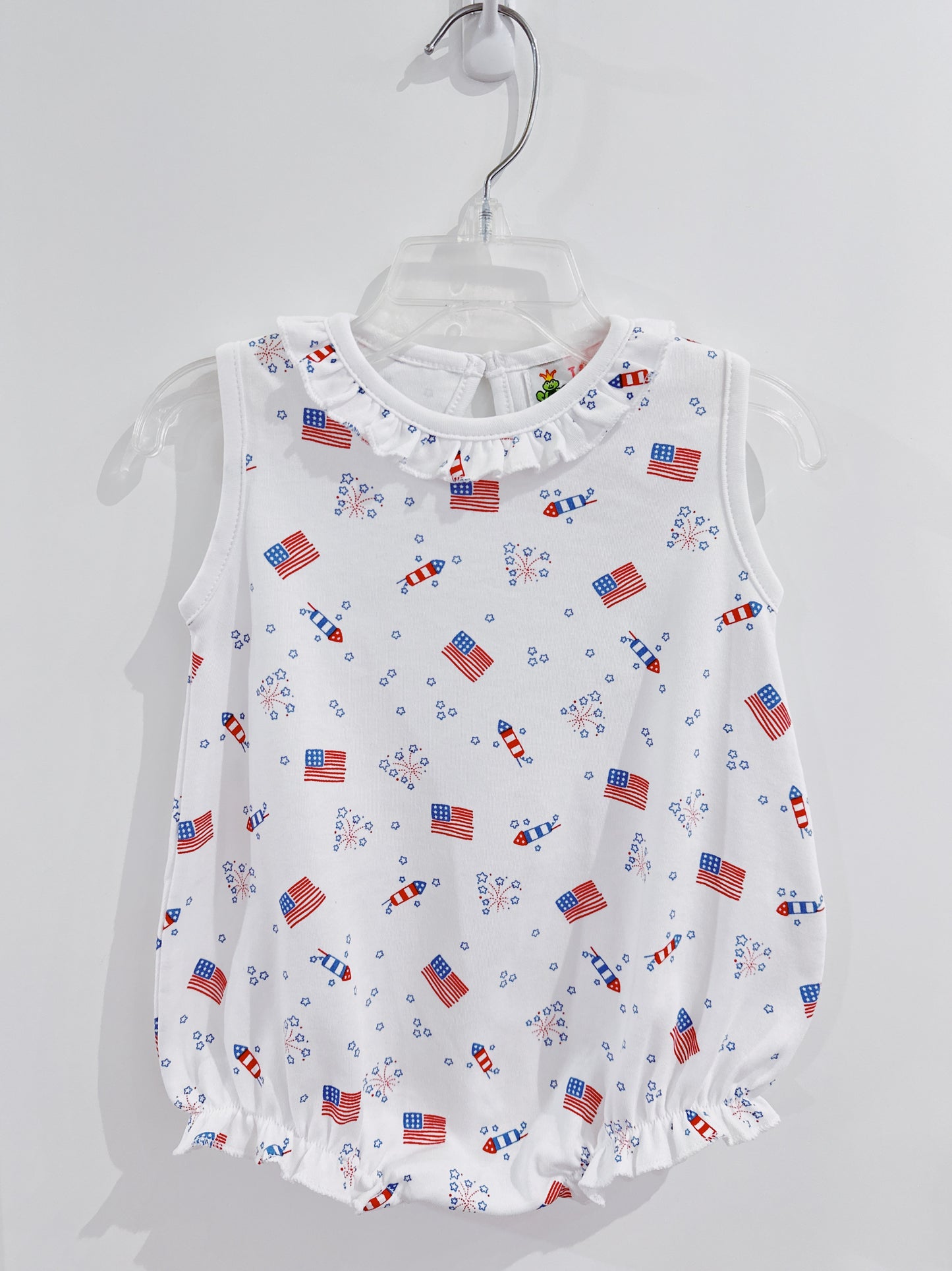 Flag & Fireworks Ruffle Neck Bubble