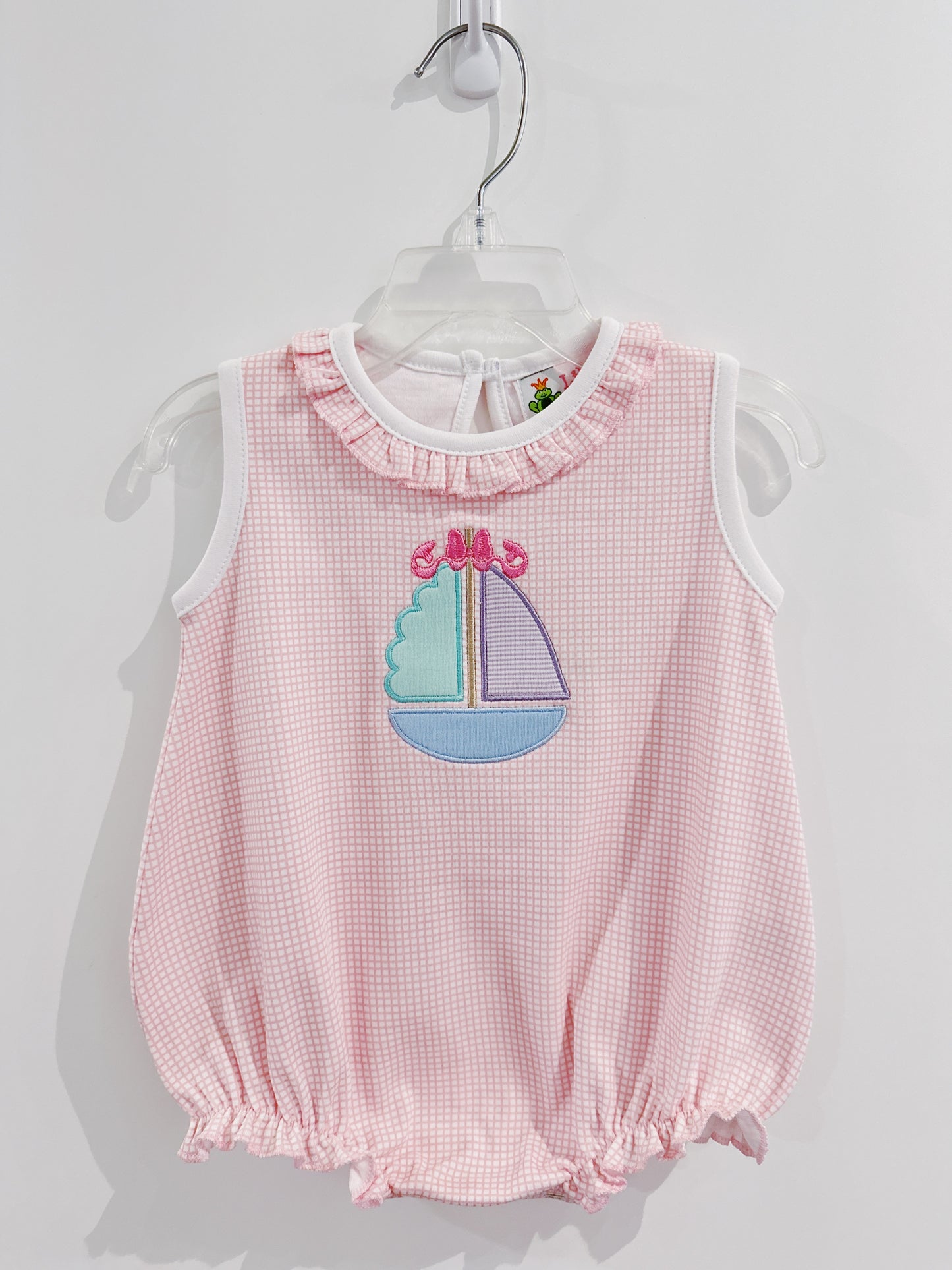 Sailboat Embroidered Ruffle Neck Bubble