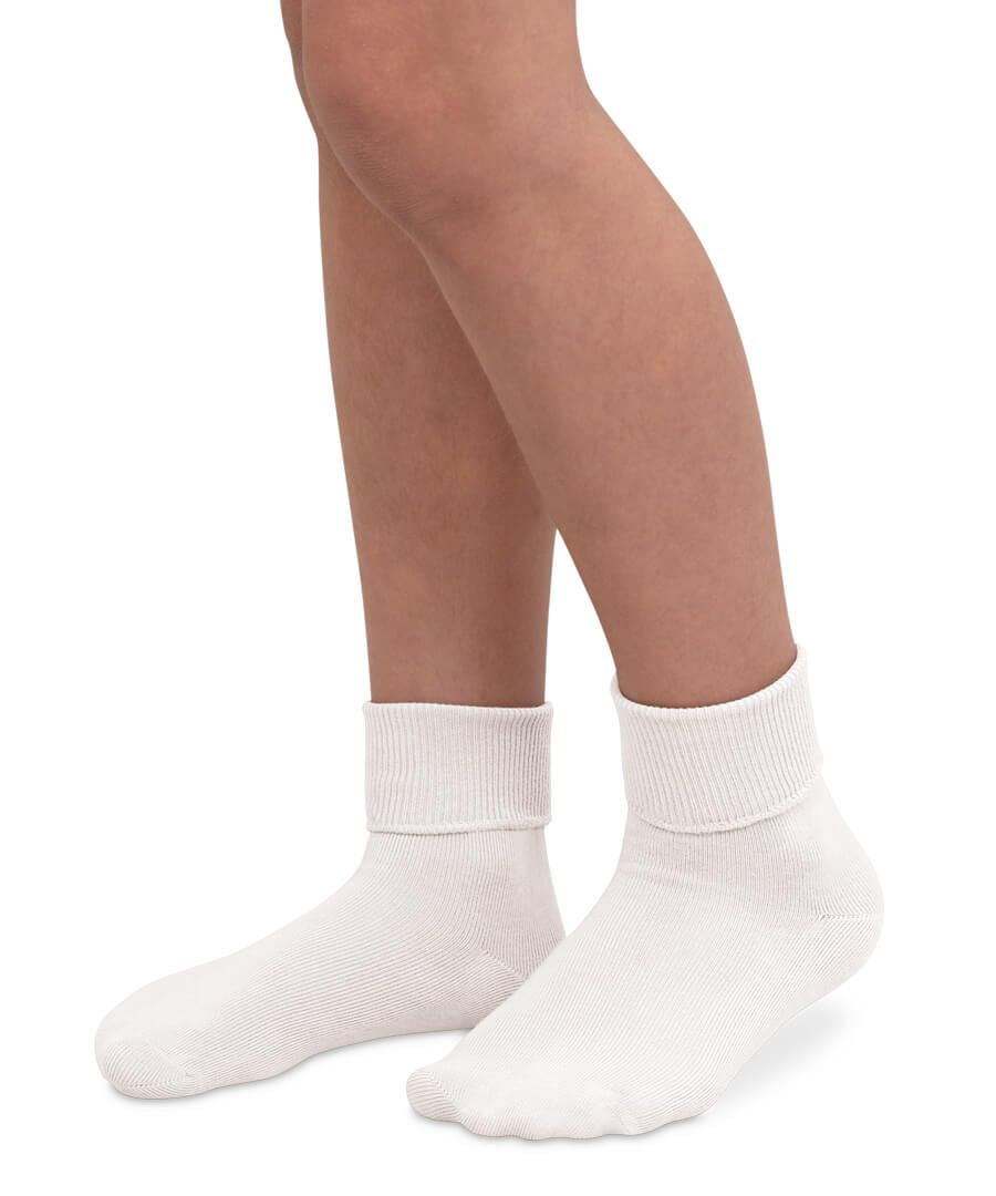 Jefferies Socks White Smooth Toe Turn Cuff Socks 1 Pair