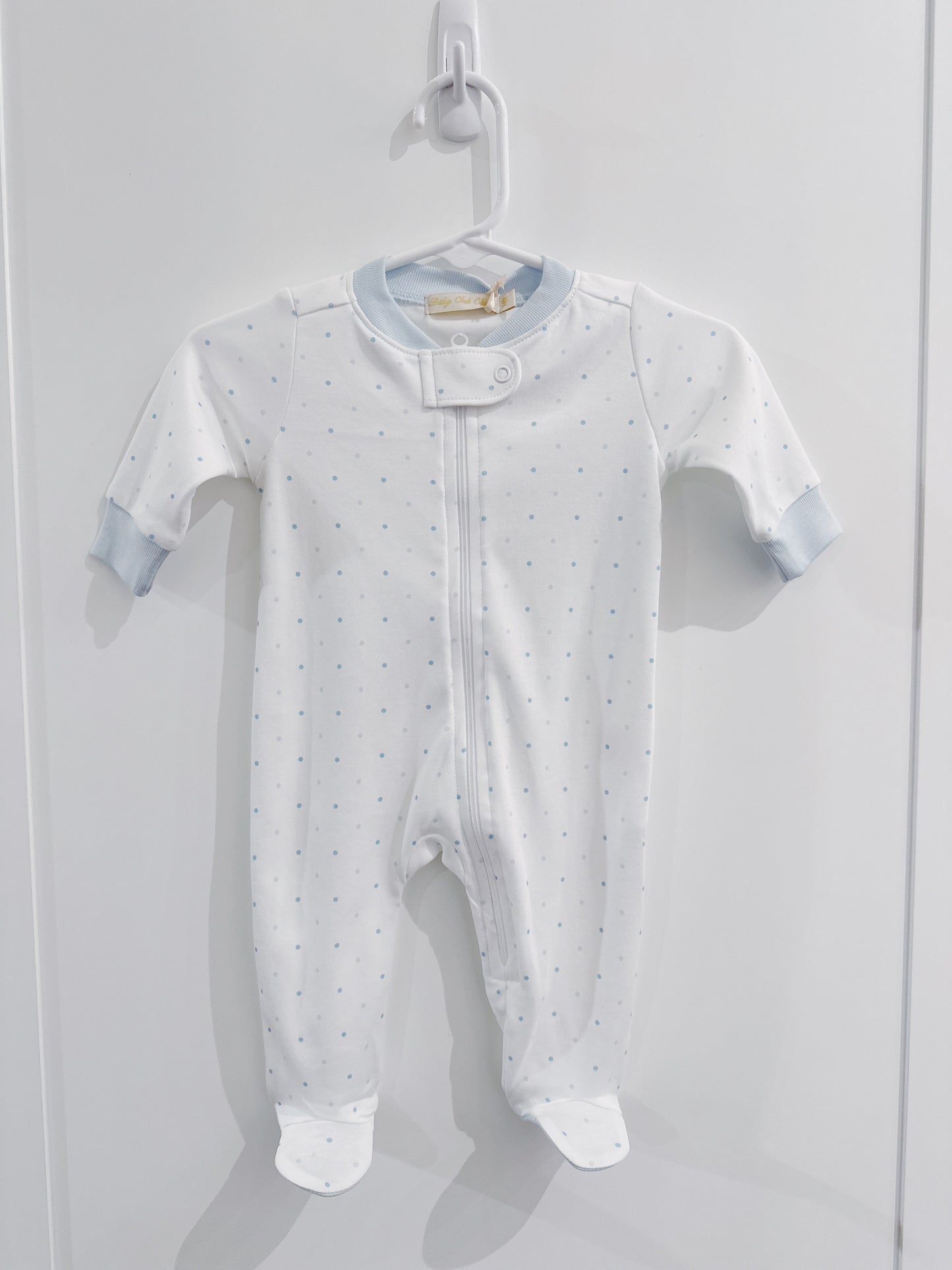 Baby Club Chic Blue Dots Zipper Footie
