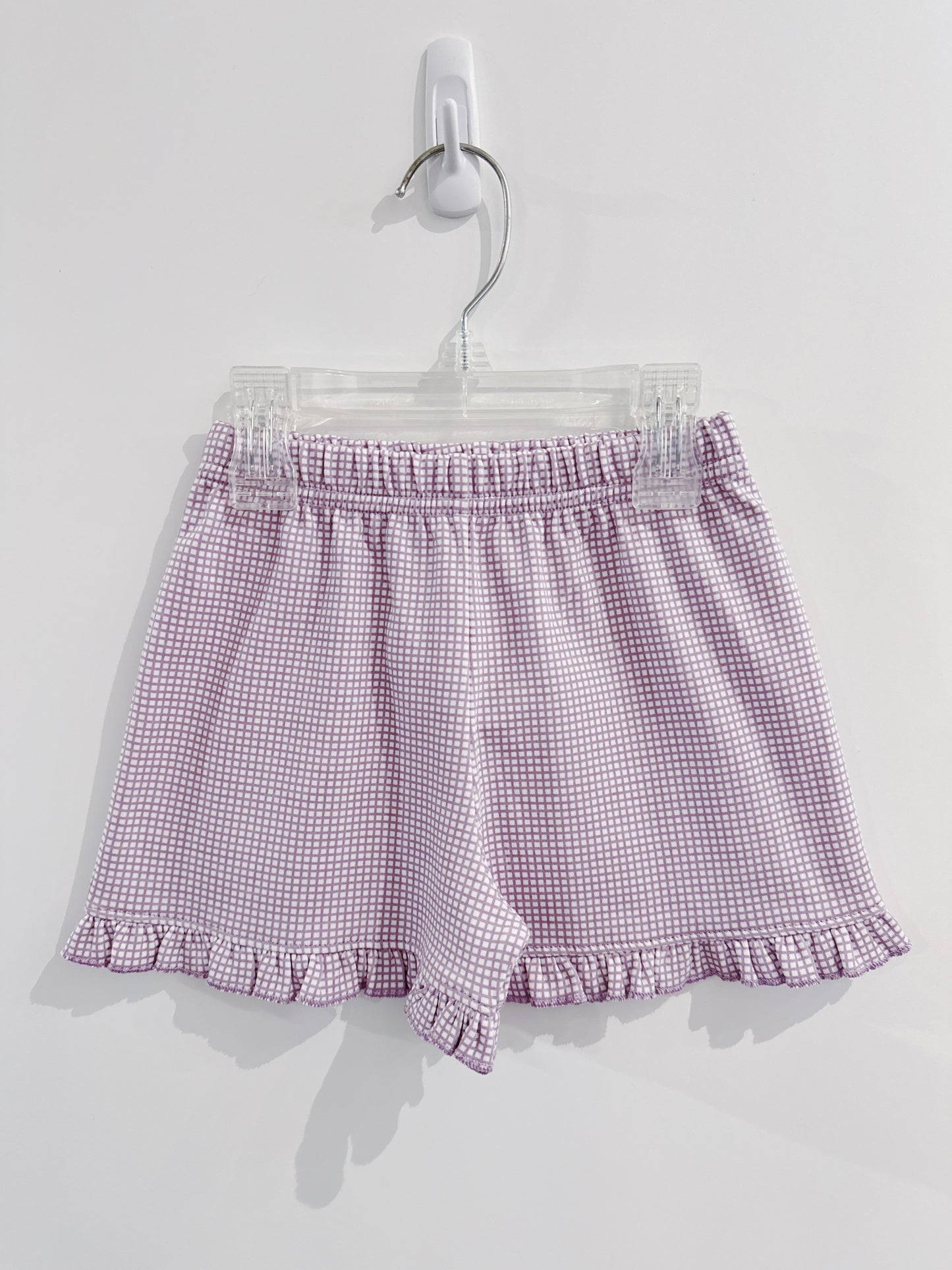 Lavender Gingham Ruffle Shorts