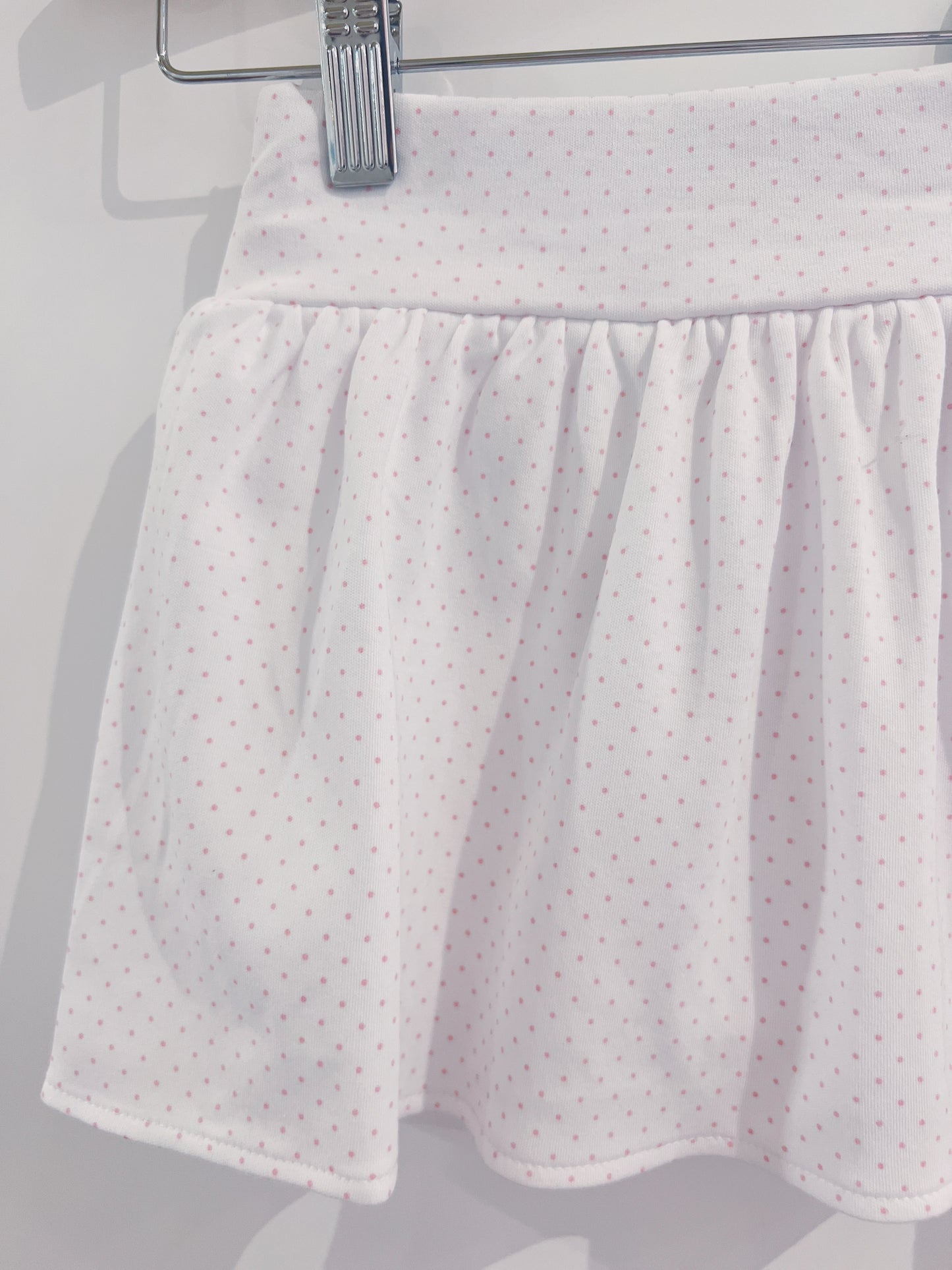 White/Light Pink Mini Dot Gathered Skort