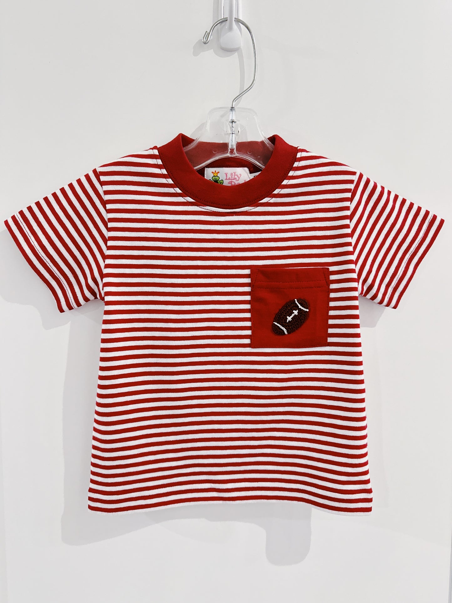 Crimson Stripe Football Pocket Tee