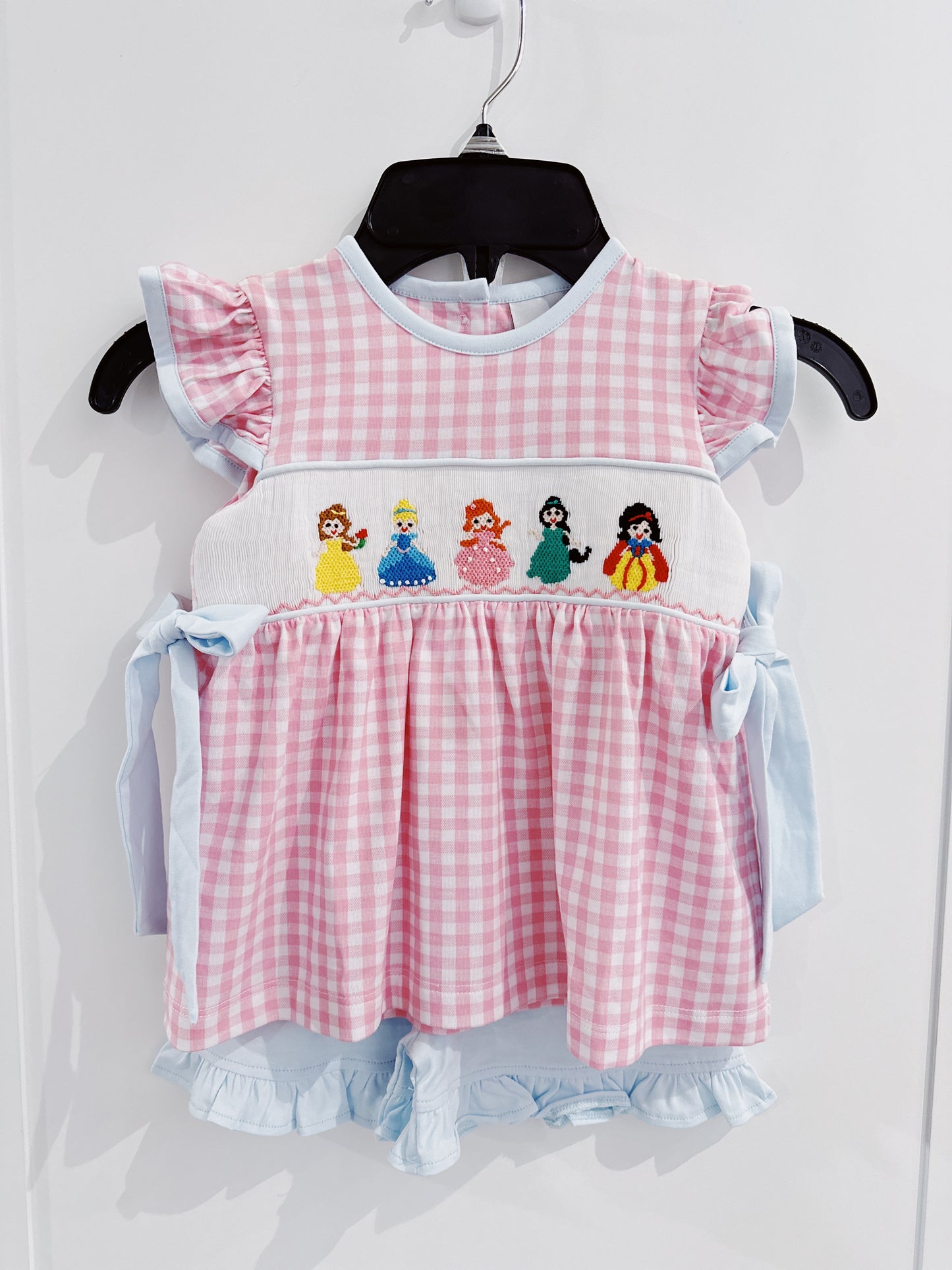 Delaney Pink Gingham Smocked Princess Short Set