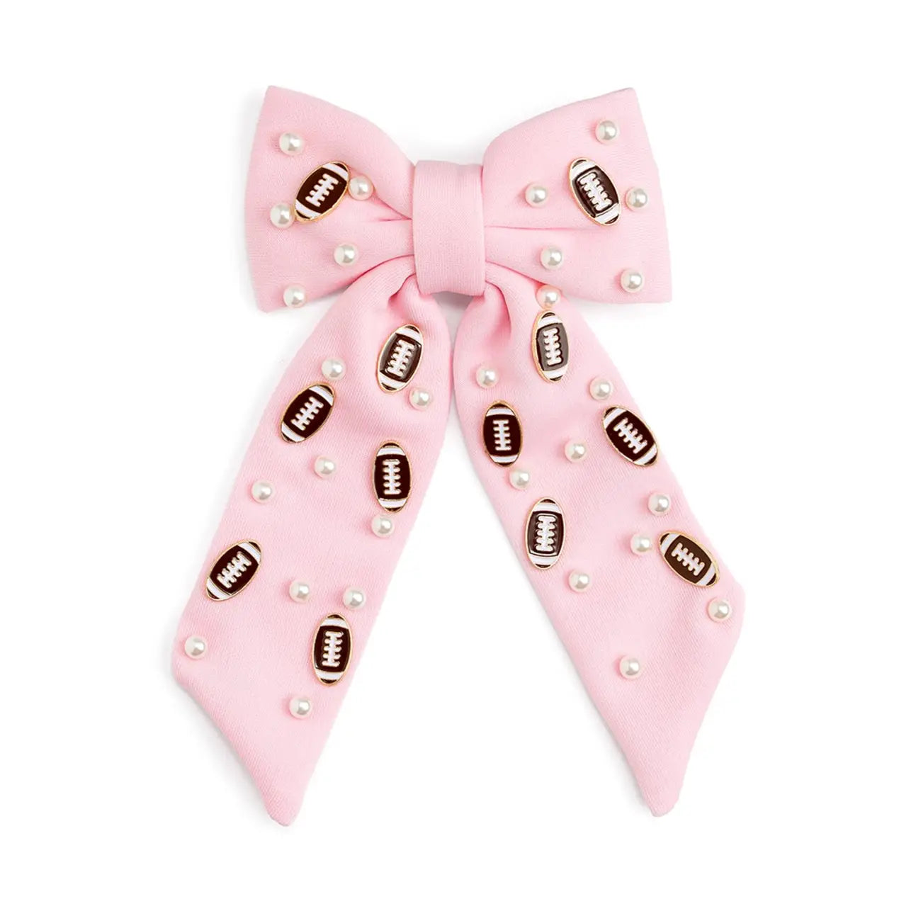 Football Pearl Bow Clip