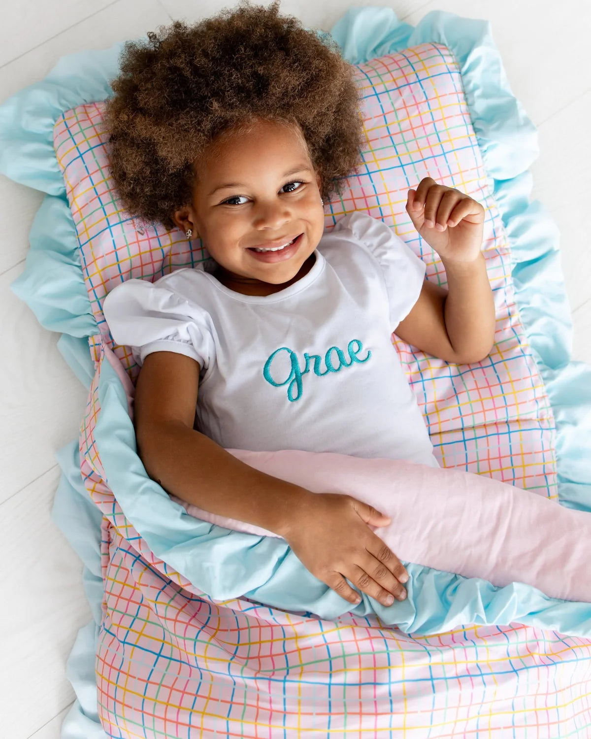 Pink Plaid Ruffle Nap Mat