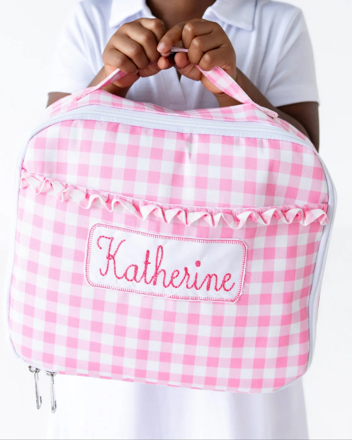 Pink Gingham Insulated Lunch Bag