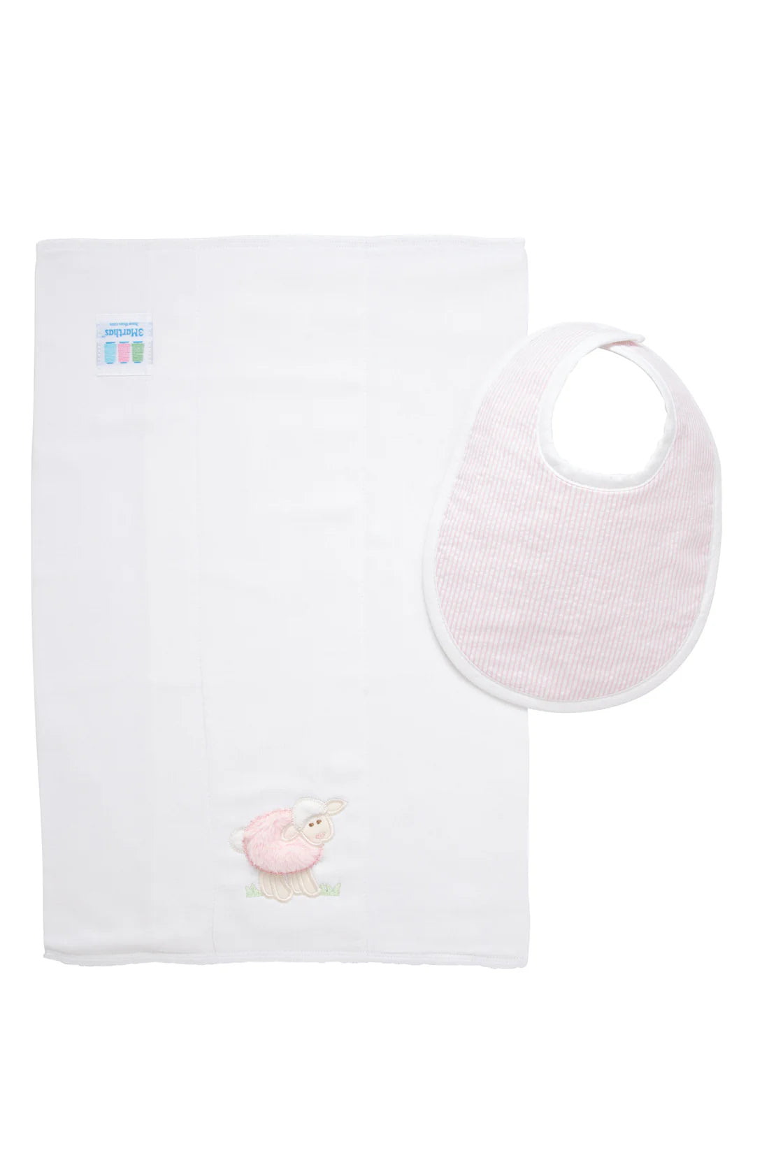 Lamb Basic Bib & Burp Boxed Set- Pink