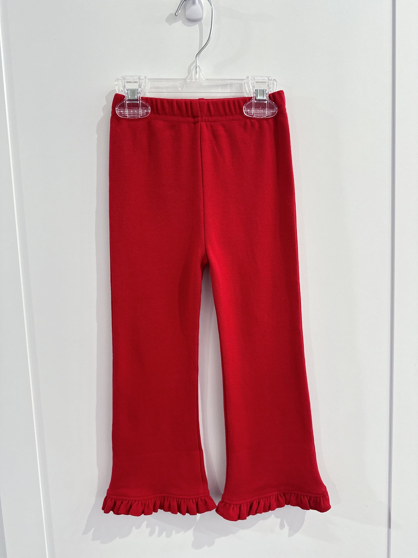 Lily Pads Girls Red Knit Ruffled Flared Pant