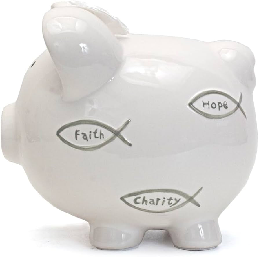 Piggy Bank- Grey Cross