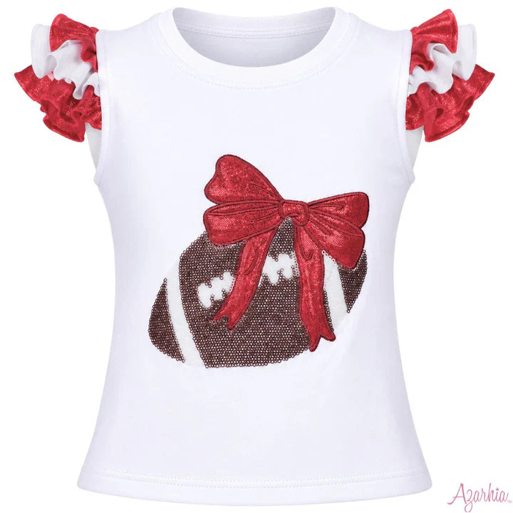 Azarhia Crimson Shimmer Sequin Football Tee