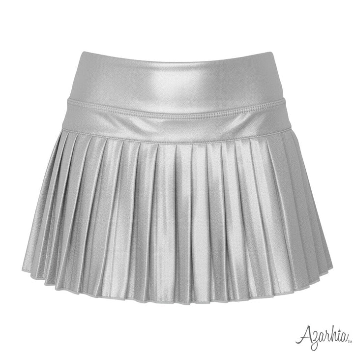 Azarhia Silver Shimmer Mini Pleated Skort