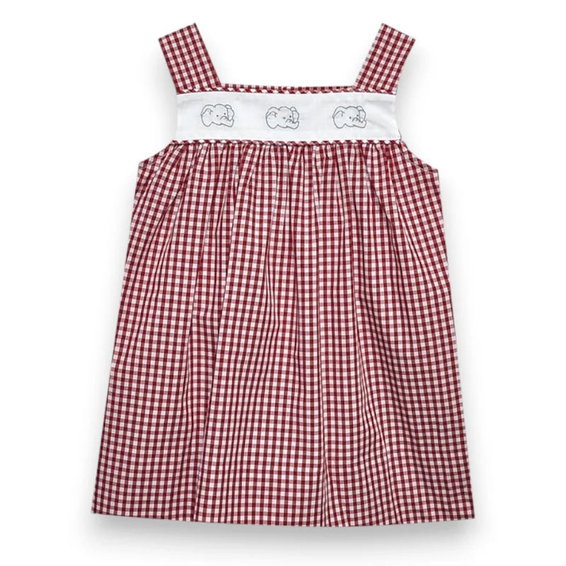 Southern Saturday Crimson/Gray Elephant Face Dress