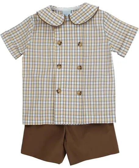 Bailey Boys Pecan Plaid Dressy Short Set