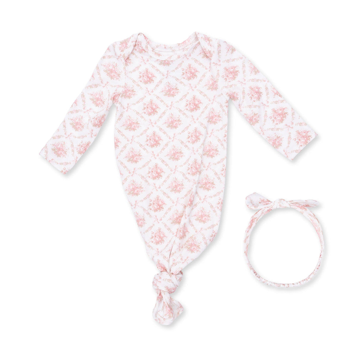 Angel Dear Rose Bow Lattice Knotted Gown Set