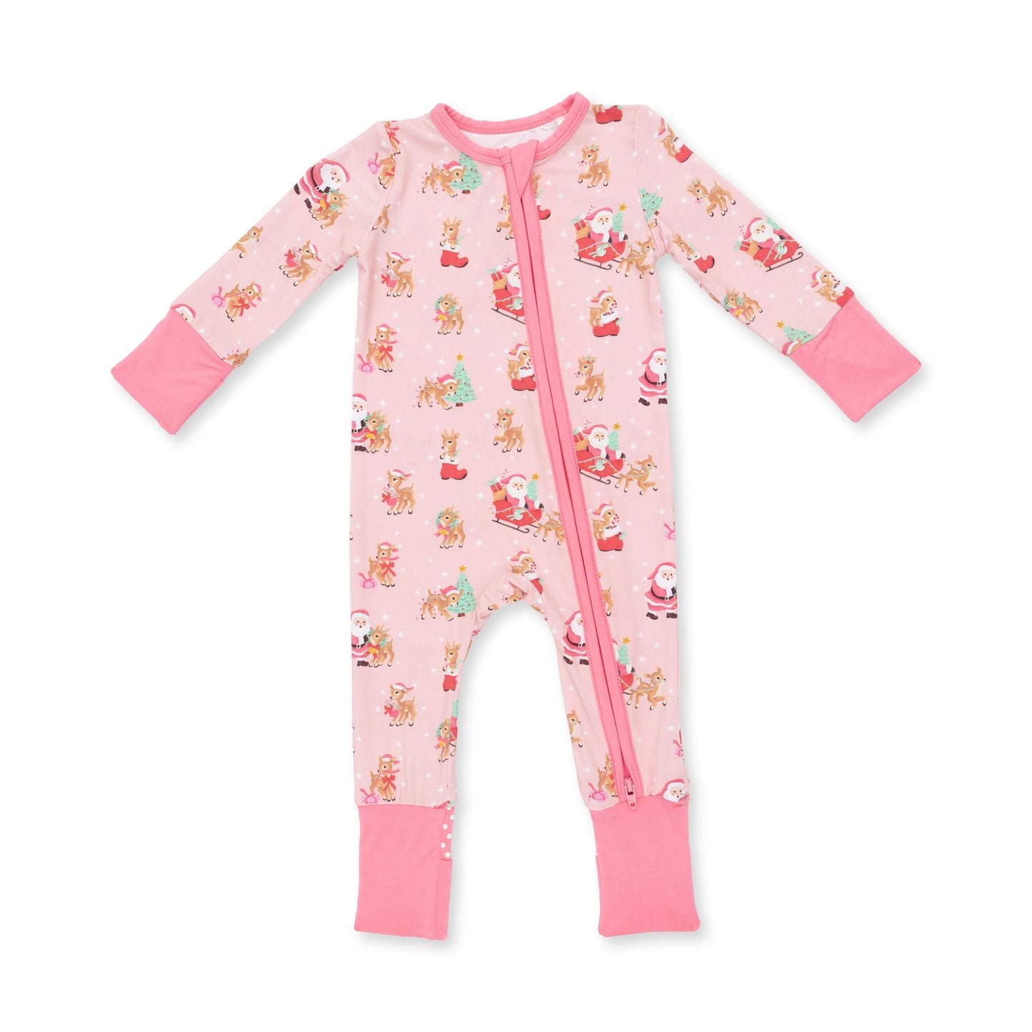 Angel Dear Pink Vintage Reindeer & Santa Convertible Romper