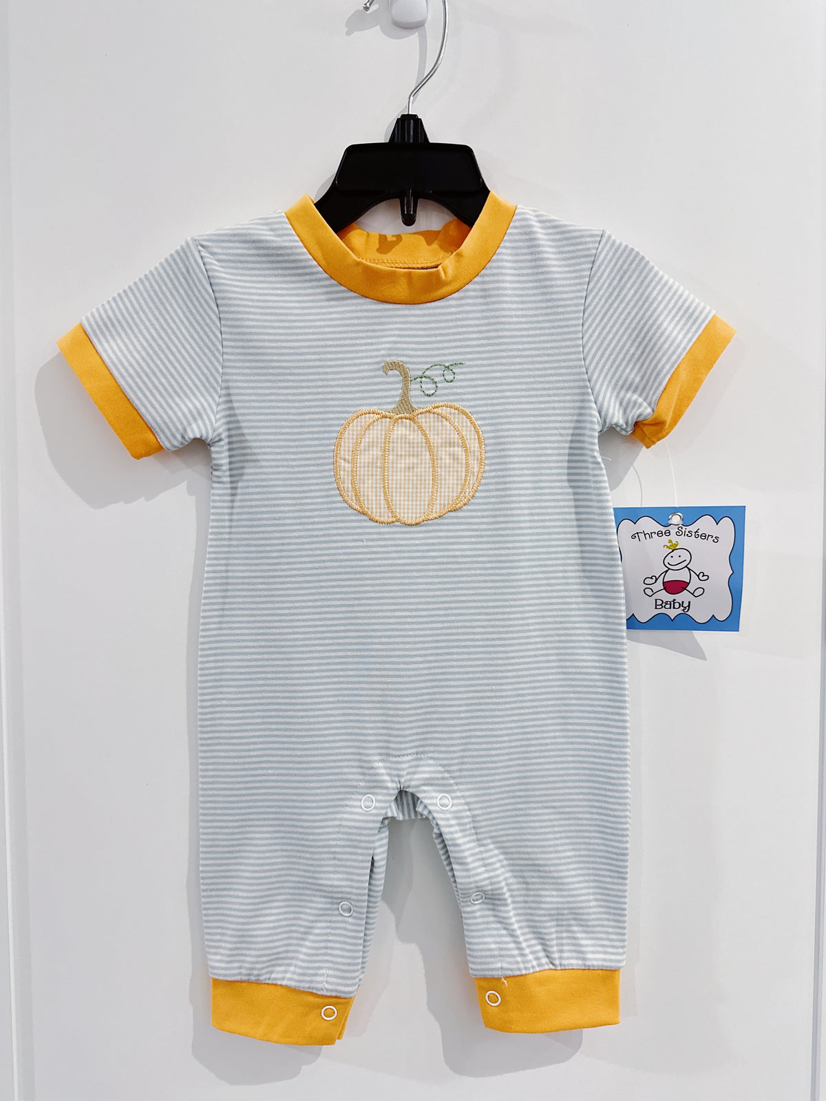 Three Sisters Pumpkin Applique Boys Romper
