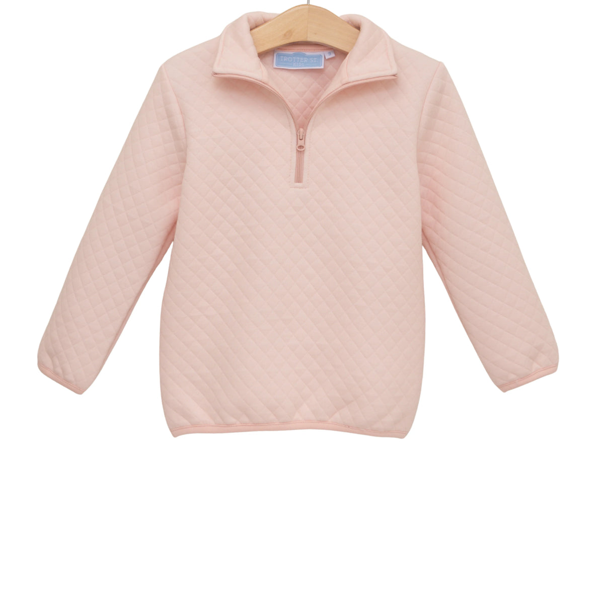 Trotter Street Kids Light Pink 1/4 Zip Quilted Pullover