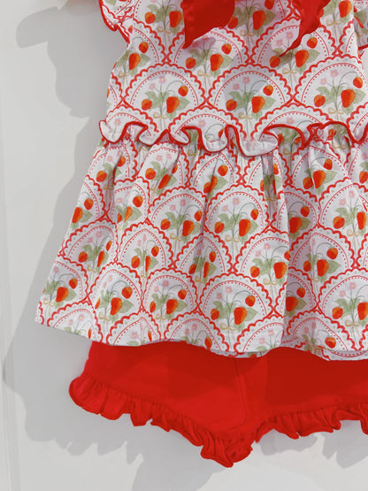 Strawberries Twirl Short Set