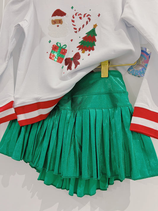 Azarhia Green Shimmer Mini Pleated Skort