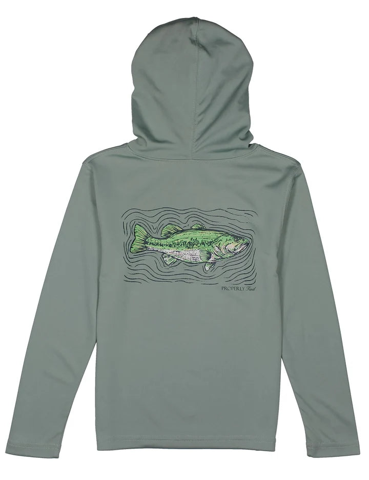Properly Tied Fog Spotted Bass Shade Performance Hoodie