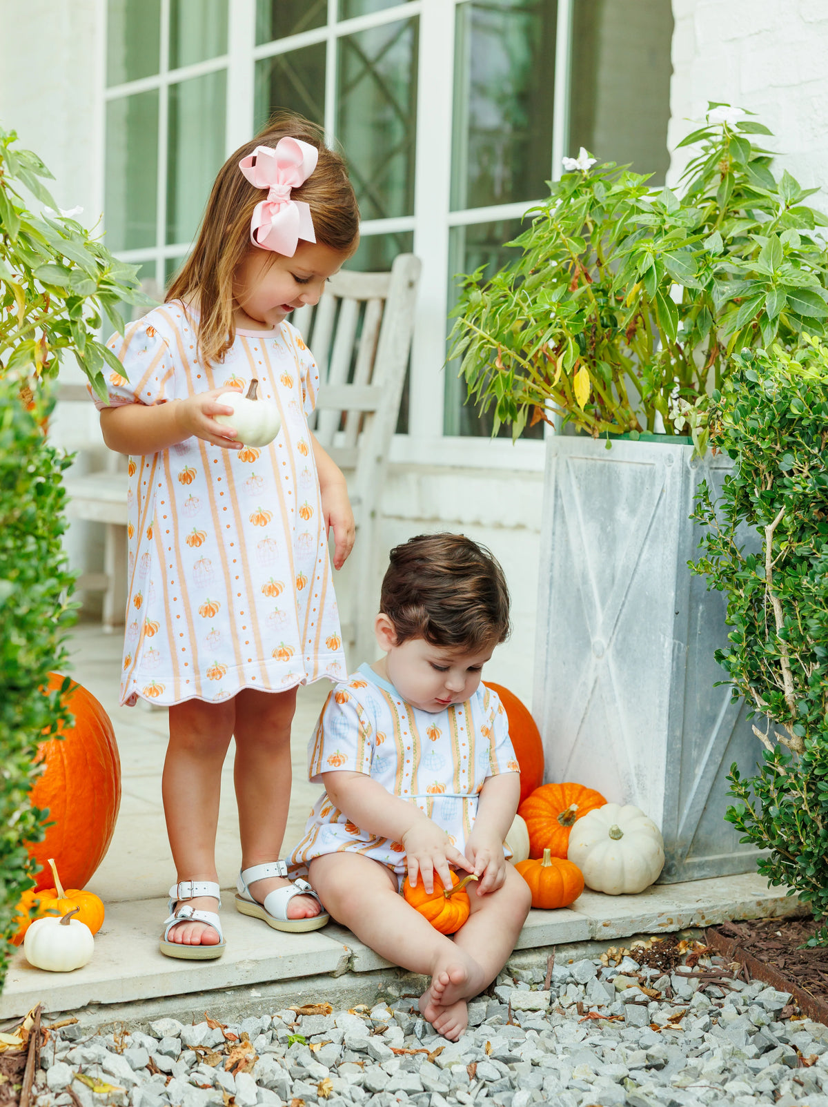Trotter Street Kids Pumpkin Patch Scalloped Dress