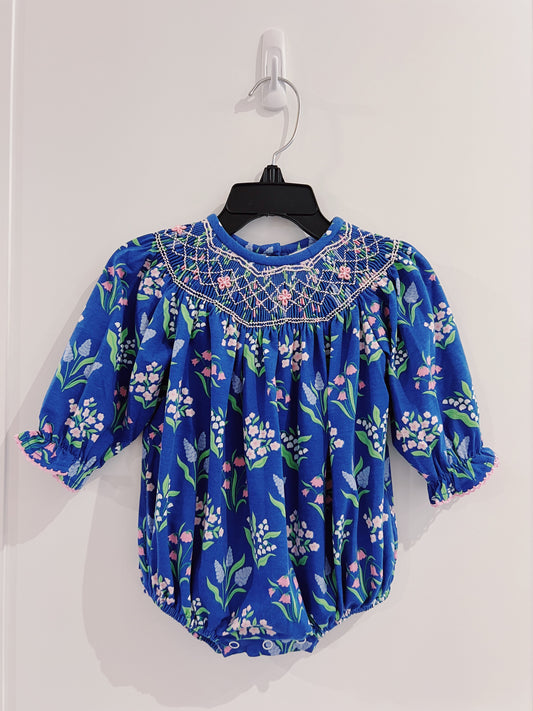 Banana Split Indigo Bloom Smocked Geo Bubble