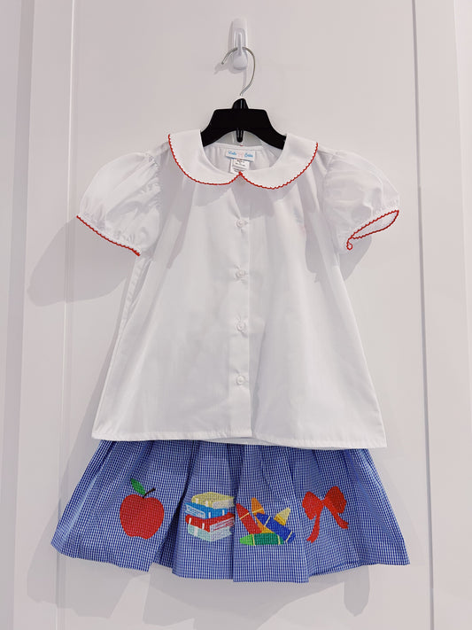 LuLu BeBe School Embroidered Skirt Set