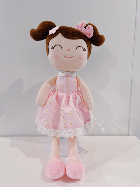 16" Plus Doll- Pink Dress/Dark Brown Hair