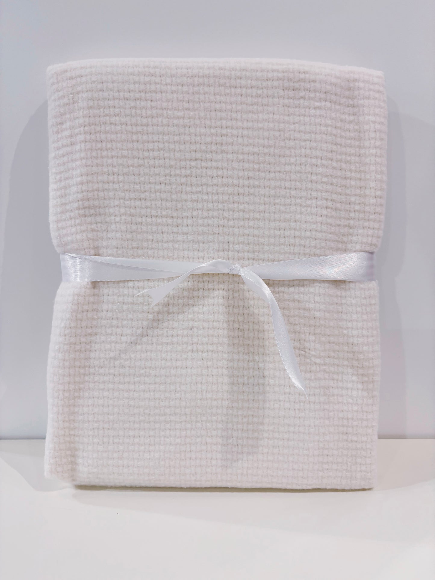 Cream Cotton Blend Fringed Baby Blanket