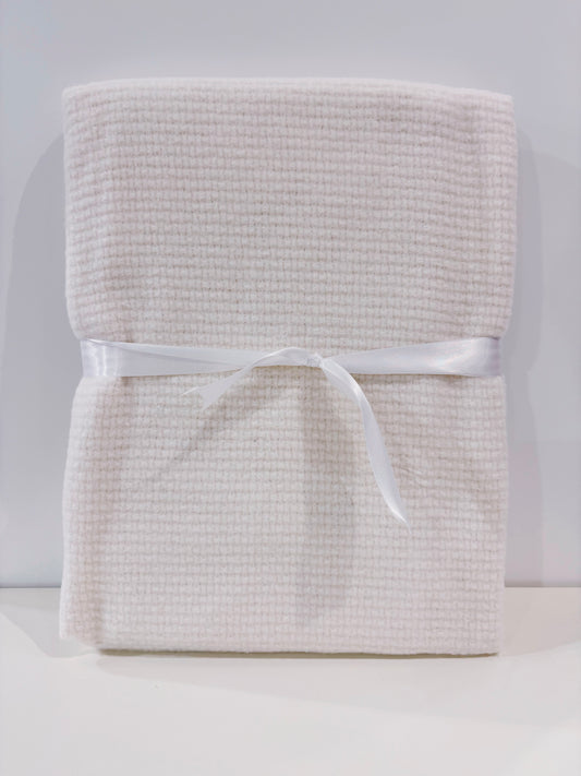 Cream Cotton Blend Fringed Baby Blanket