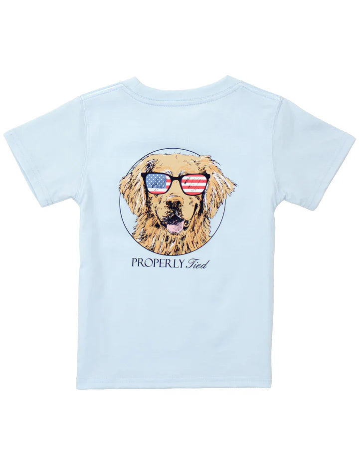 Properly Tied Periwinkle Patriot Dog S/S Tee